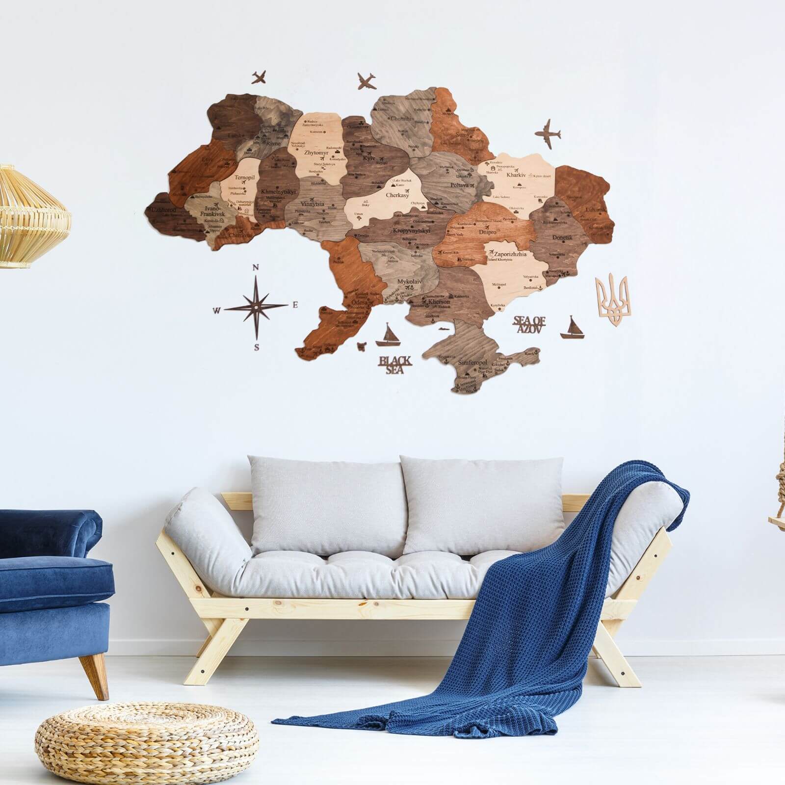 Wooden Map of Ukraine Multicolor