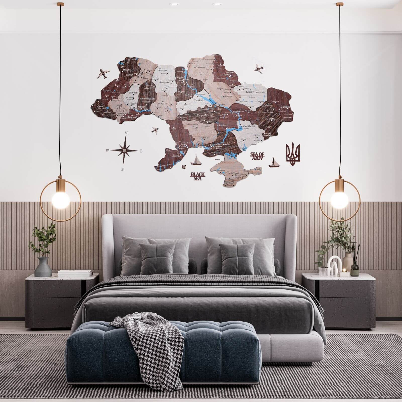 Wooden Map of Ukraine Multicolor