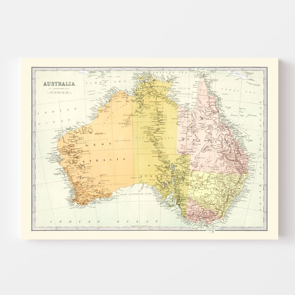 Vintage Map of Australia 1871