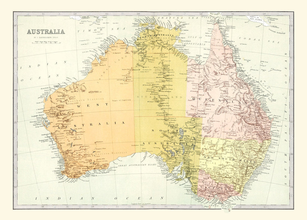 Vintage Map of Australia 1871