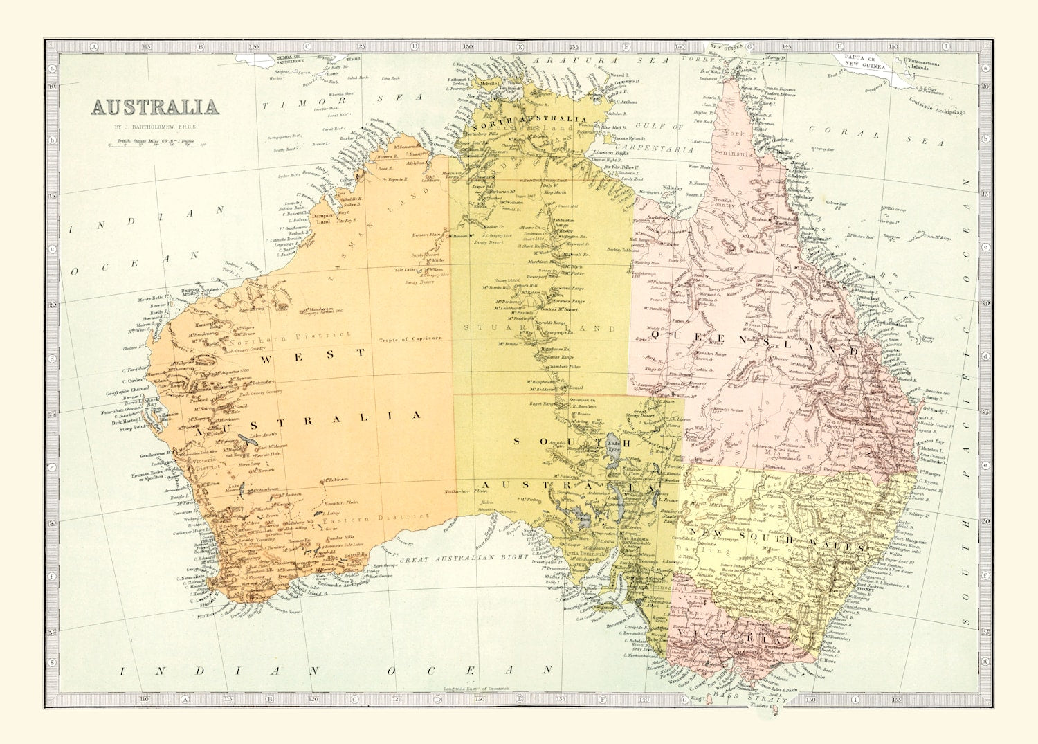 Vintage Map of Australia 1871