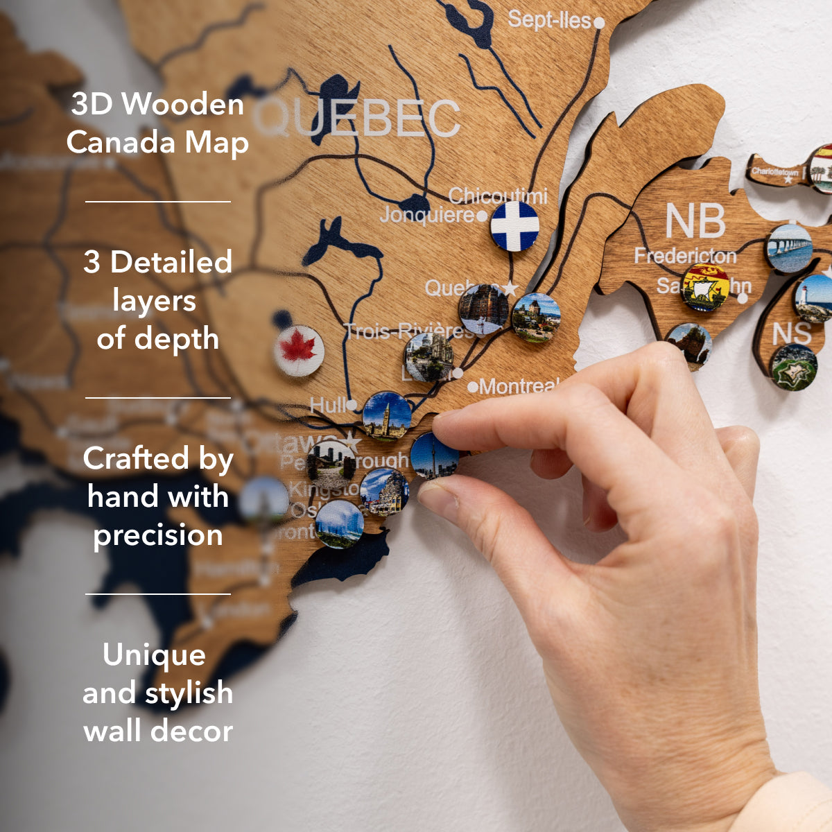 3D Canada Wooden Map Oak