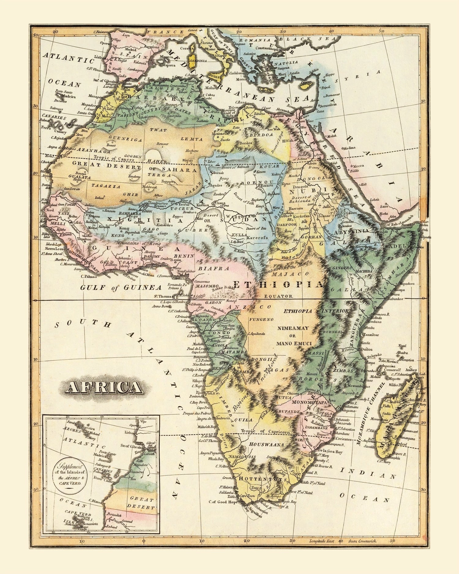 Vintage Africa Map 1823