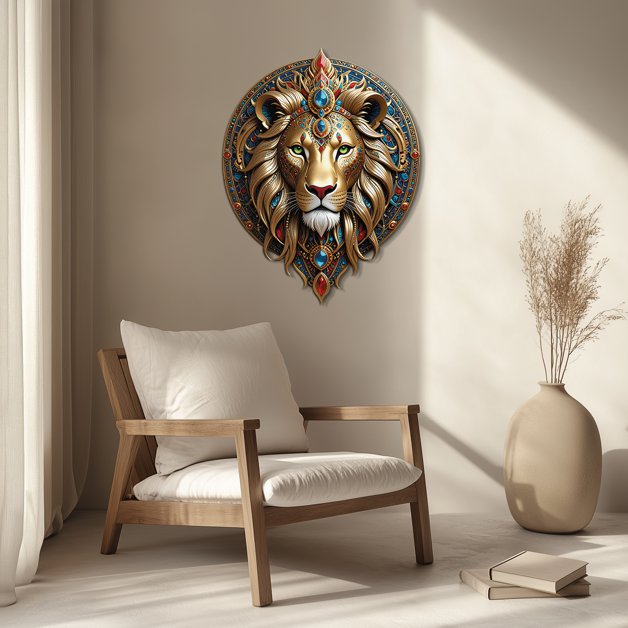 Regal Lion Mandala Wall Art – Royal Jungle Vibes Decor-KAFUVM026