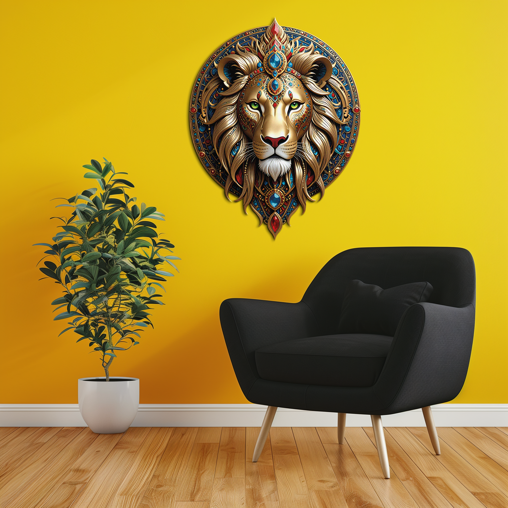 Regal Lion Mandala Wall Art – Royal Jungle Vibes Decor-KAFUVM026