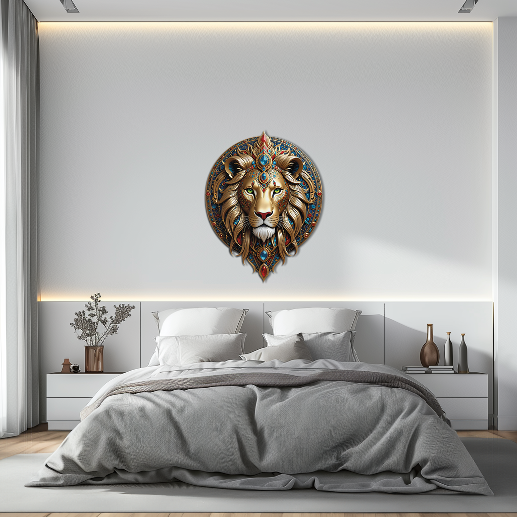Regal Lion Mandala Wall Art – Royal Jungle Vibes Decor-KAFUVM026