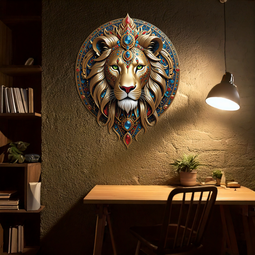 Regal Lion Mandala Wall Art – Royal Jungle Vibes Decor-KAFUVM026