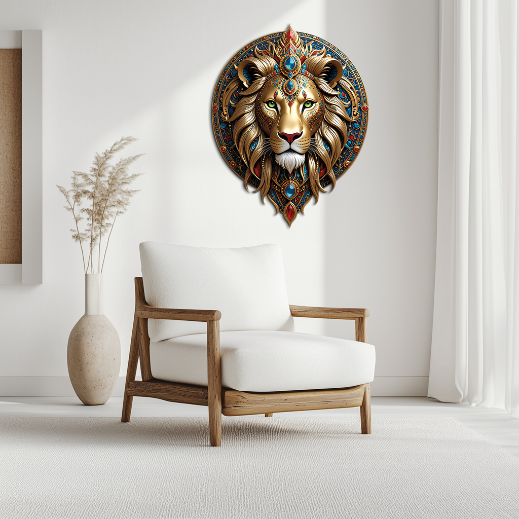 Regal Lion Mandala Wall Art – Royal Jungle Vibes Decor-KAFUVM026