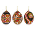 Set of 3 Authentic Real Eggshell Ukrainian Easter Egg Pysanka Ornaments