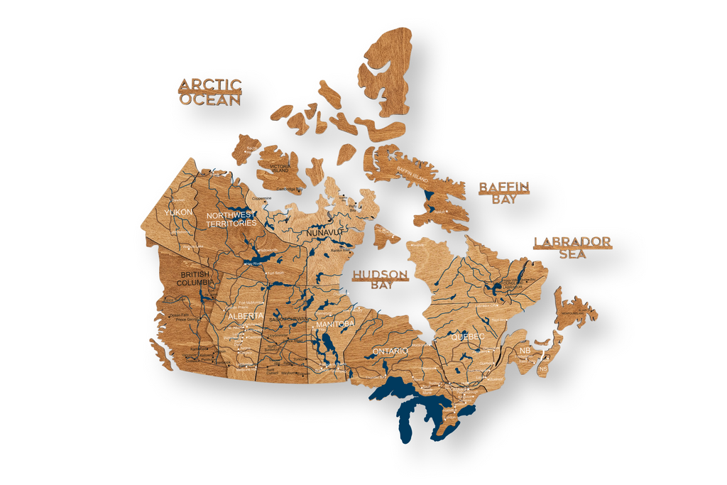 3D Canada Wooden Map Oak