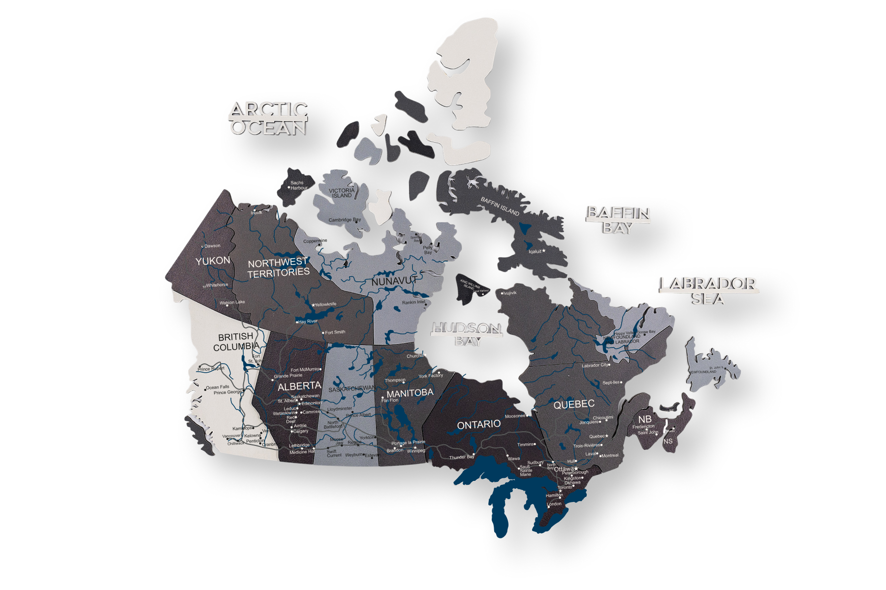 3D Canada Wooden Map Nordik