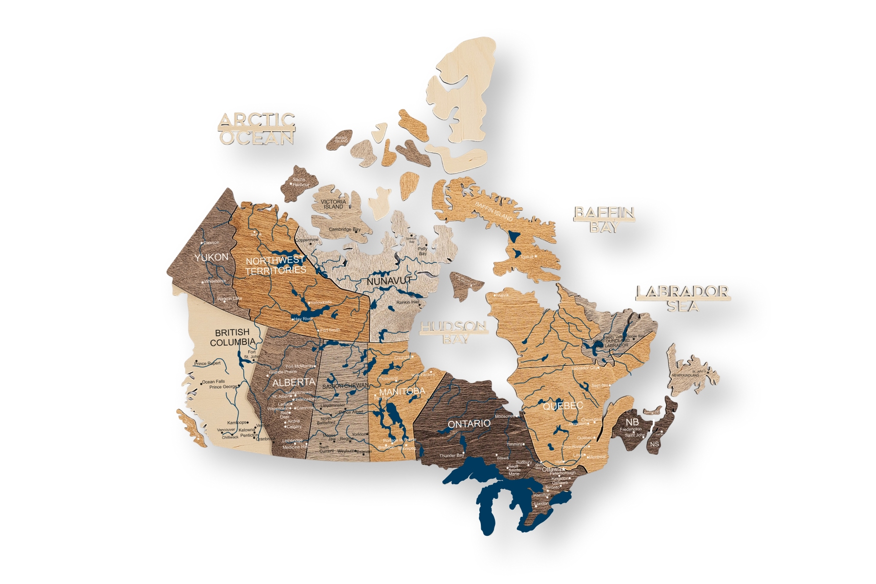 3D Canada Wooden Map Multicolor