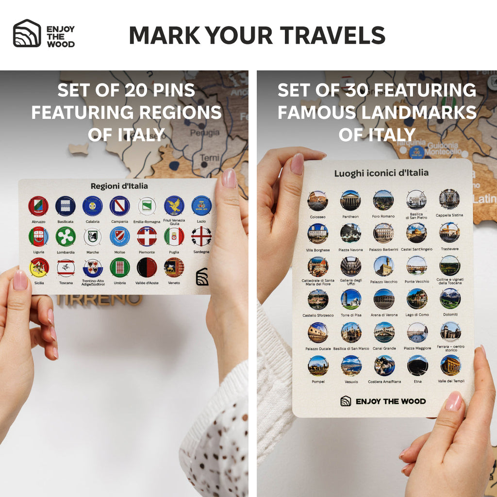 Wooden Map of Italy – Multicolor