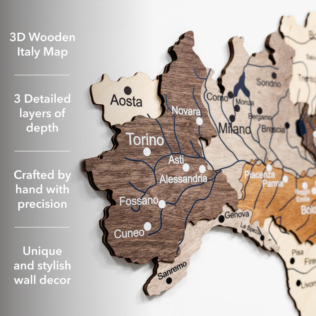 Wooden Map of Italy – Multicolor