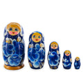Blue Color with Blue Flowers Wooden  Nesting Dolls