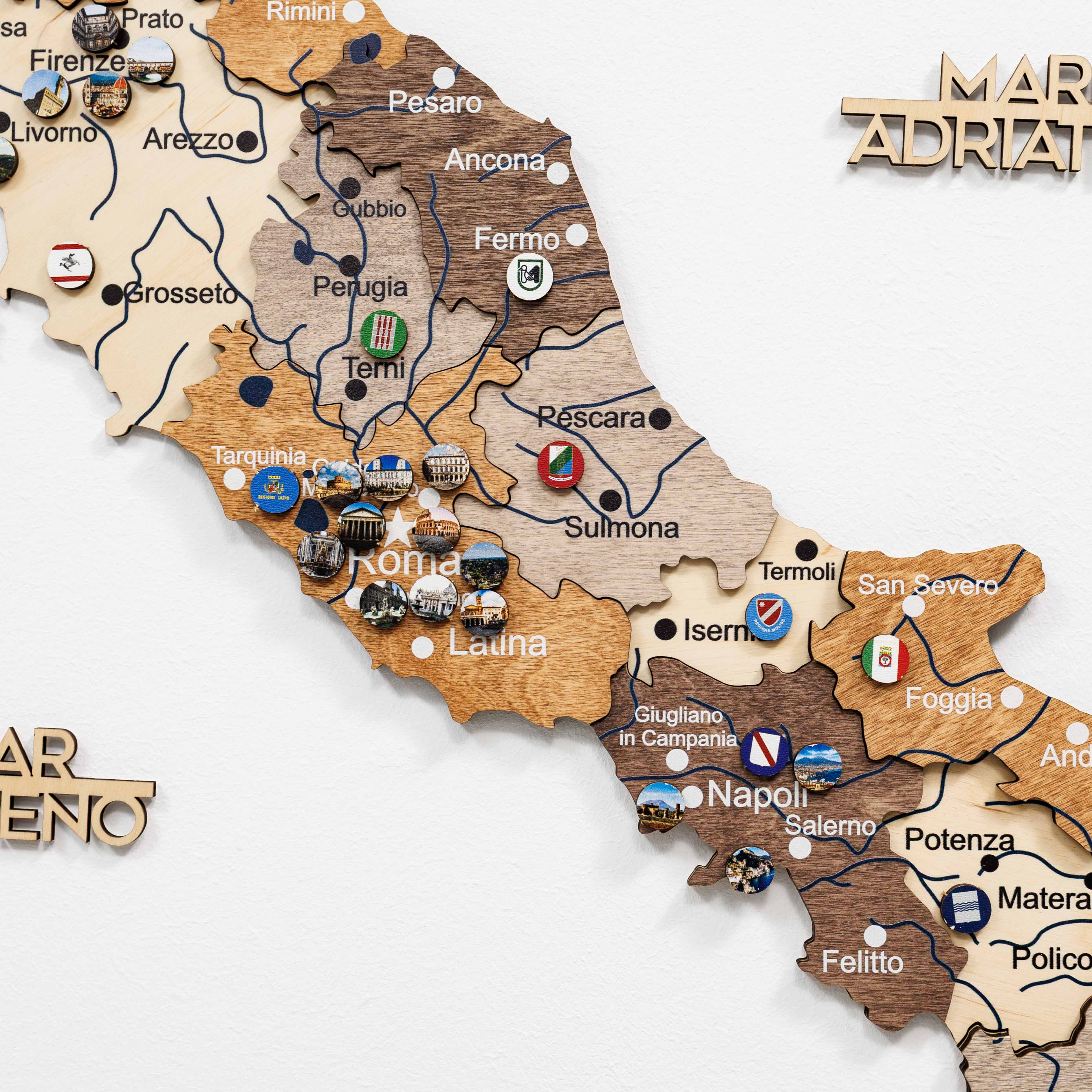 Wooden Map of Italy – Multicolor