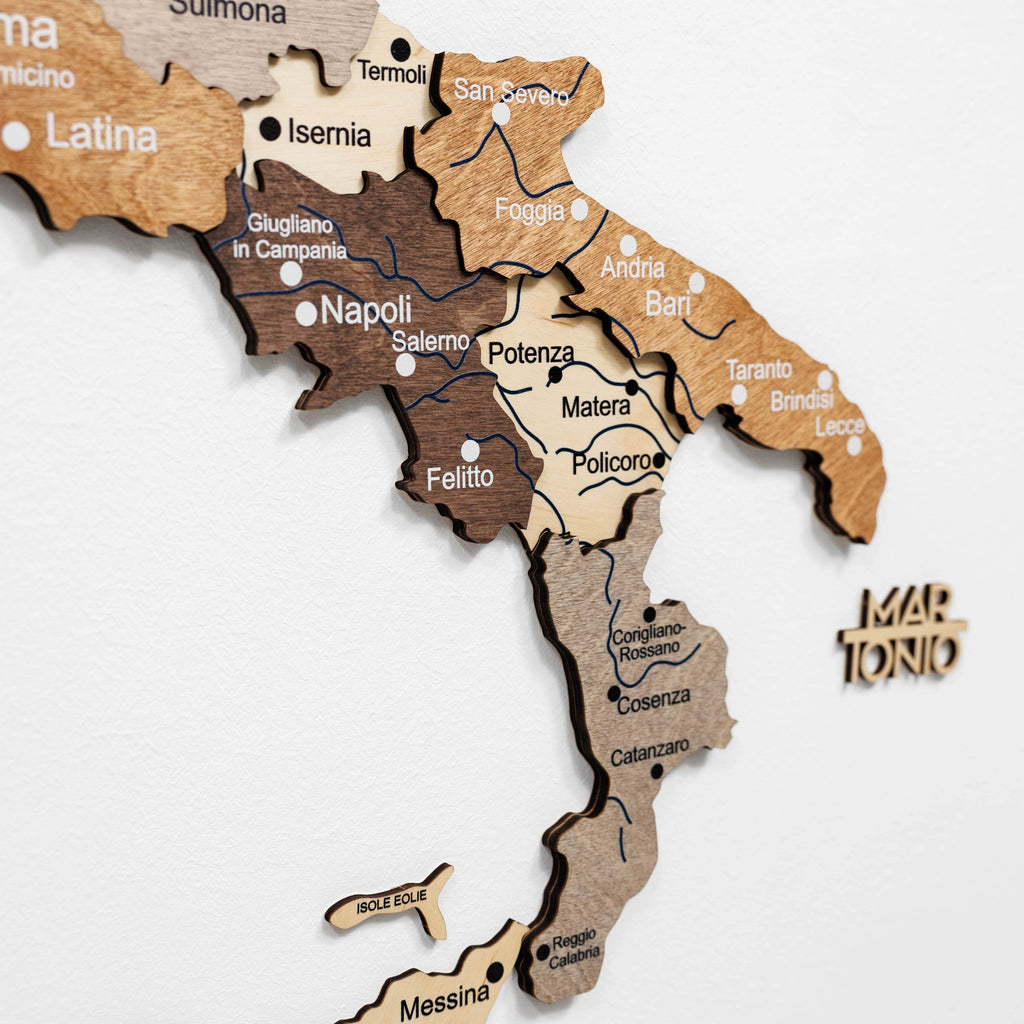 Wooden Map of Italy – Multicolor