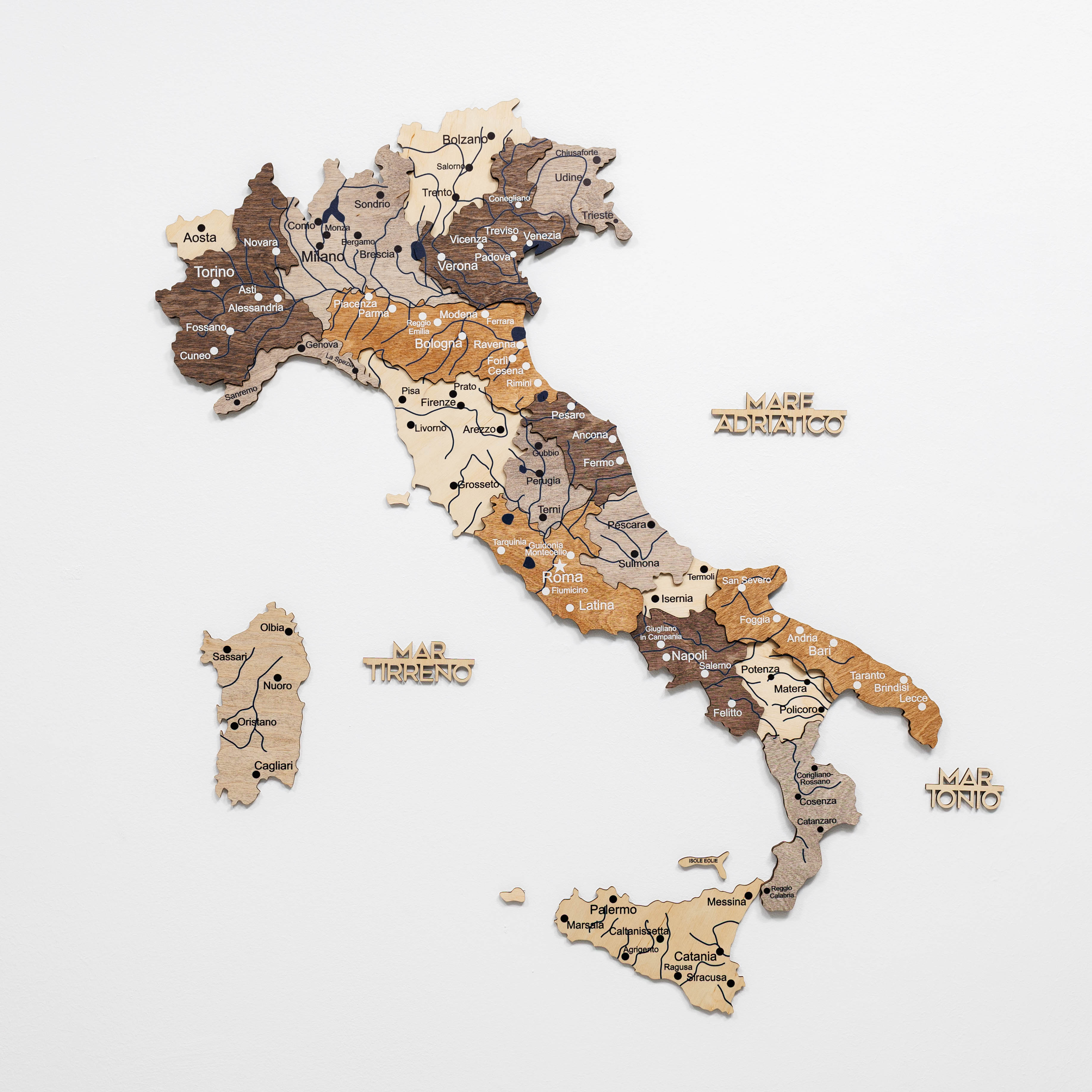 Wooden Map of Italy – Multicolor
