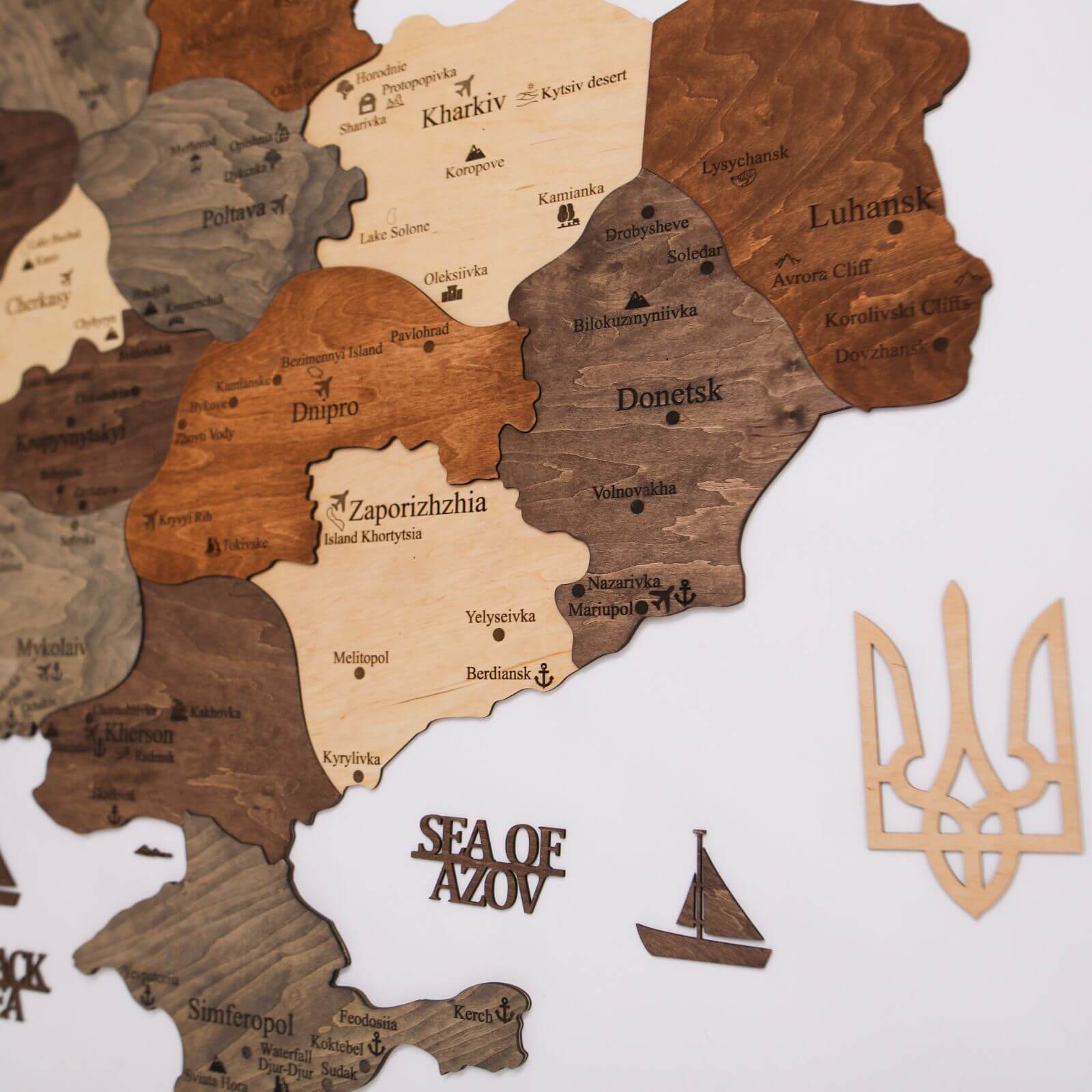 Wooden Map of Ukraine Multicolor