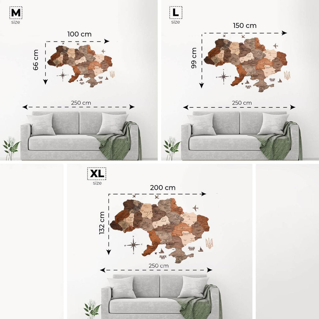 Wooden Map of Ukraine Multicolor