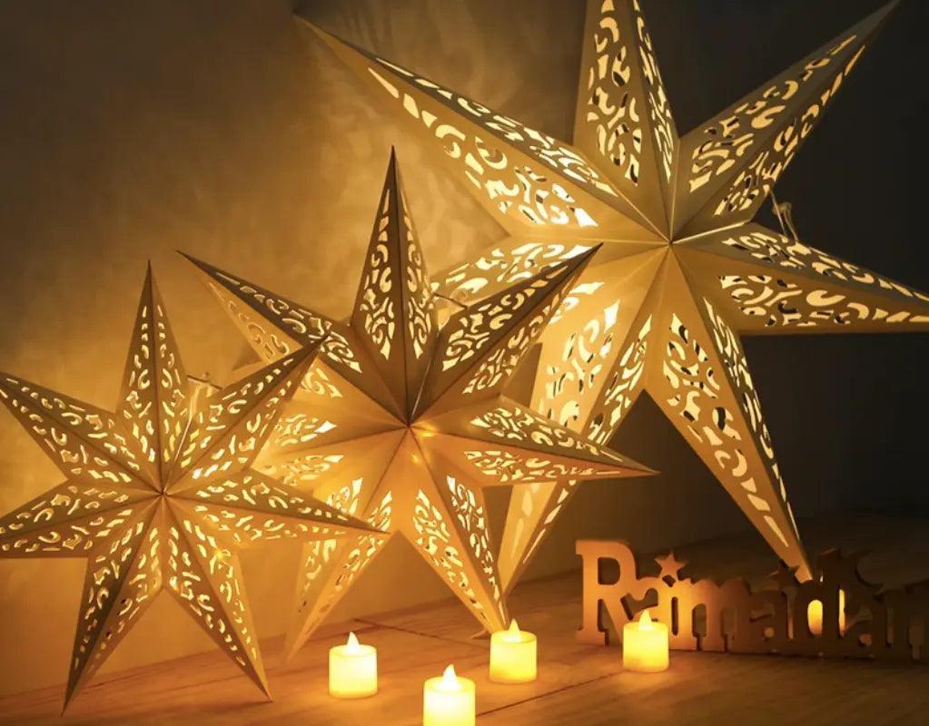 MR035 Hollow Star Hanging, Eid Mubarak Christmas Ramadan Decoration