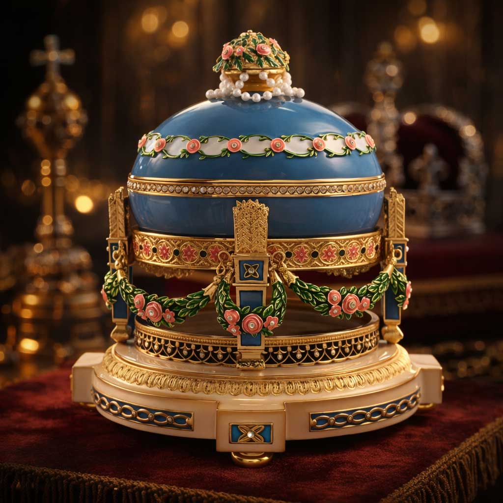 1907 Love Trophies Egg (Cradle with Garlands) Musical Royal Easter Egg