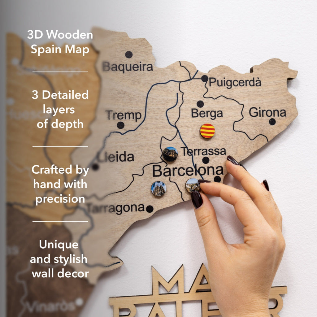 Wooden Map of Spain – Multicolor