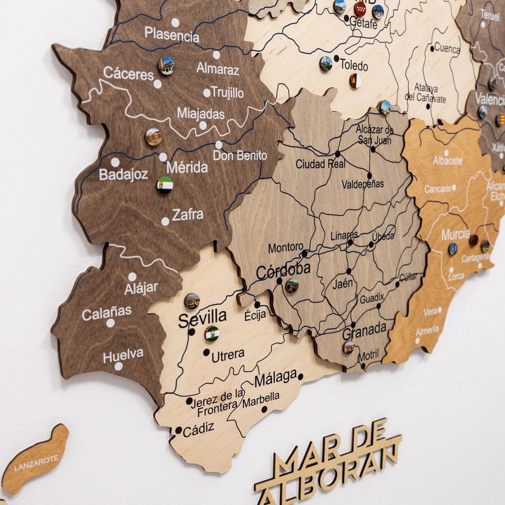 Wooden Map of Spain – Multicolor