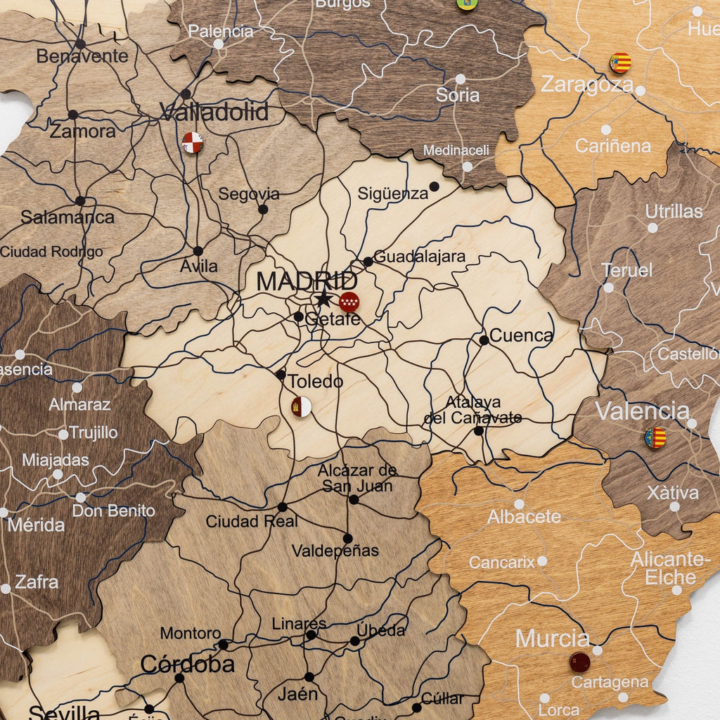 Wooden Map of Spain – Multicolor