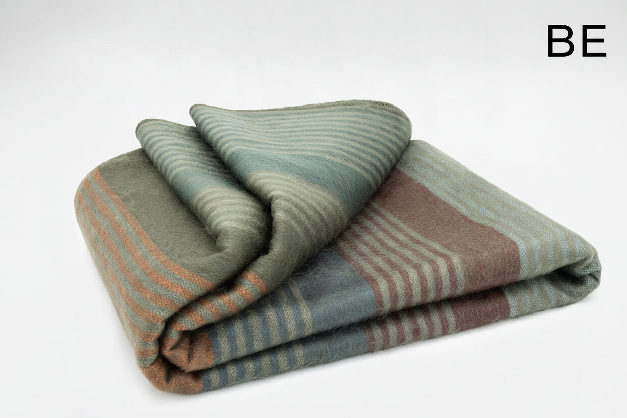 Alpaca Bed Blanket - Striped