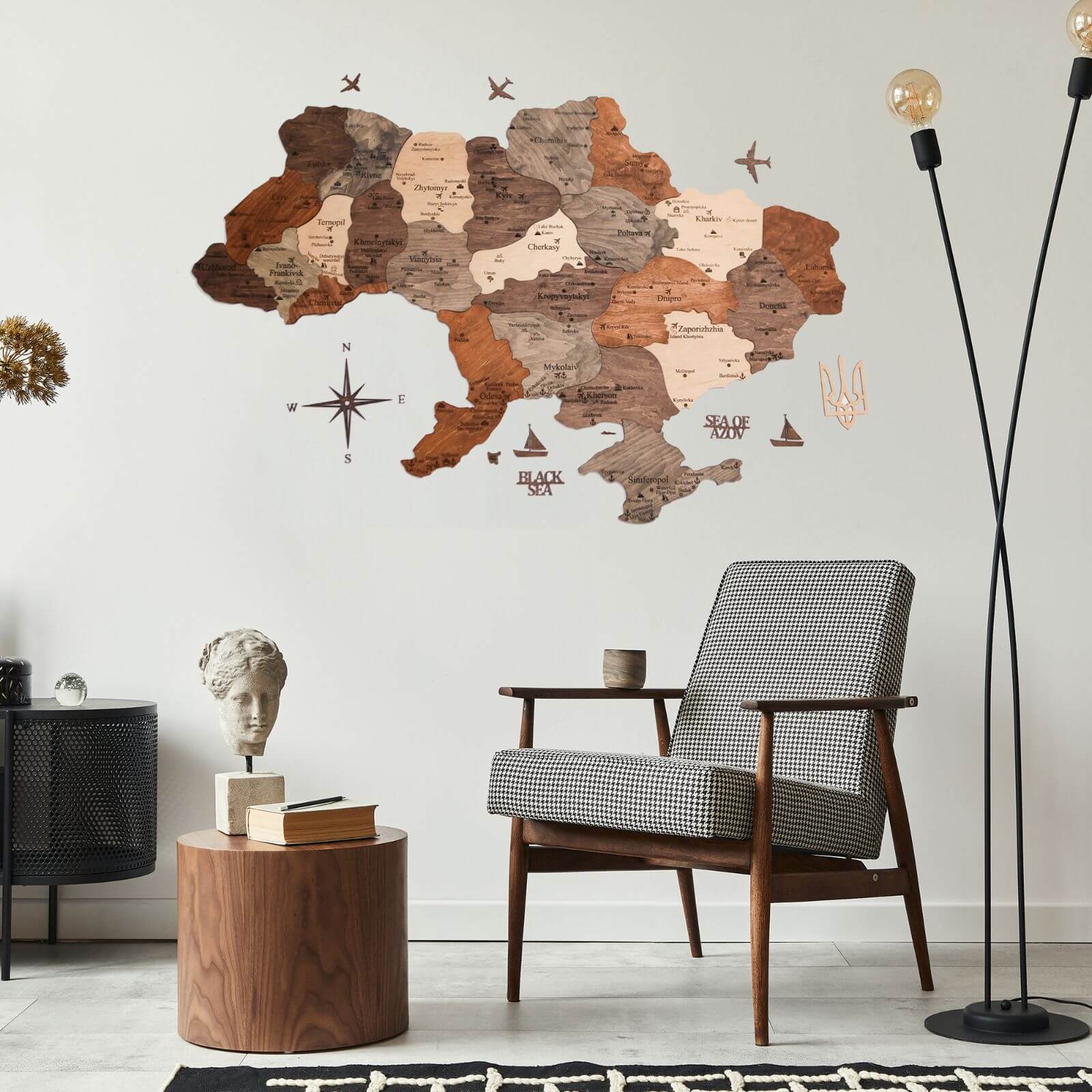 Wooden Map of Ukraine Multicolor