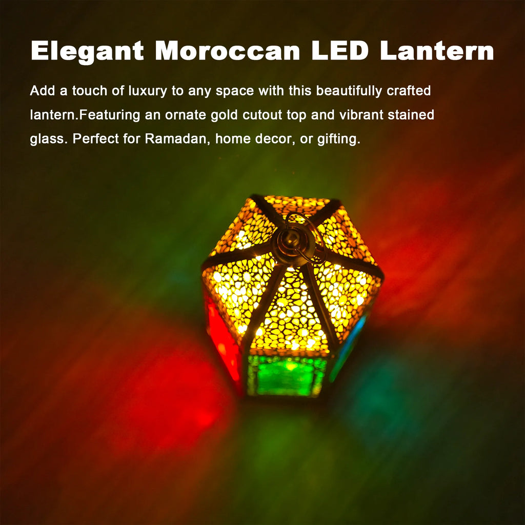 12'' Gold Hexagonal  Moroccan Candle Lantern