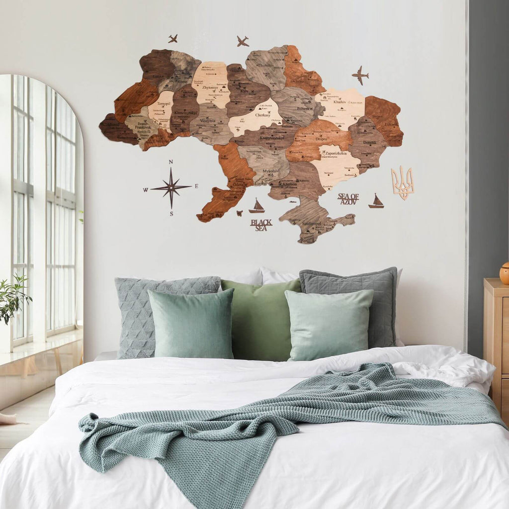 Wooden Map of Ukraine Multicolor
